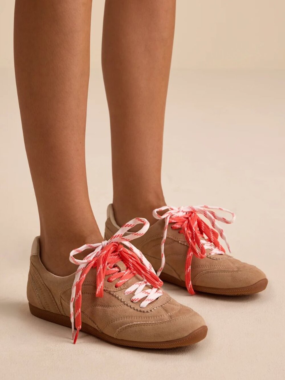Dolce Vita Laini Camel Suede Leather Lace-Up Sneakers New in Box